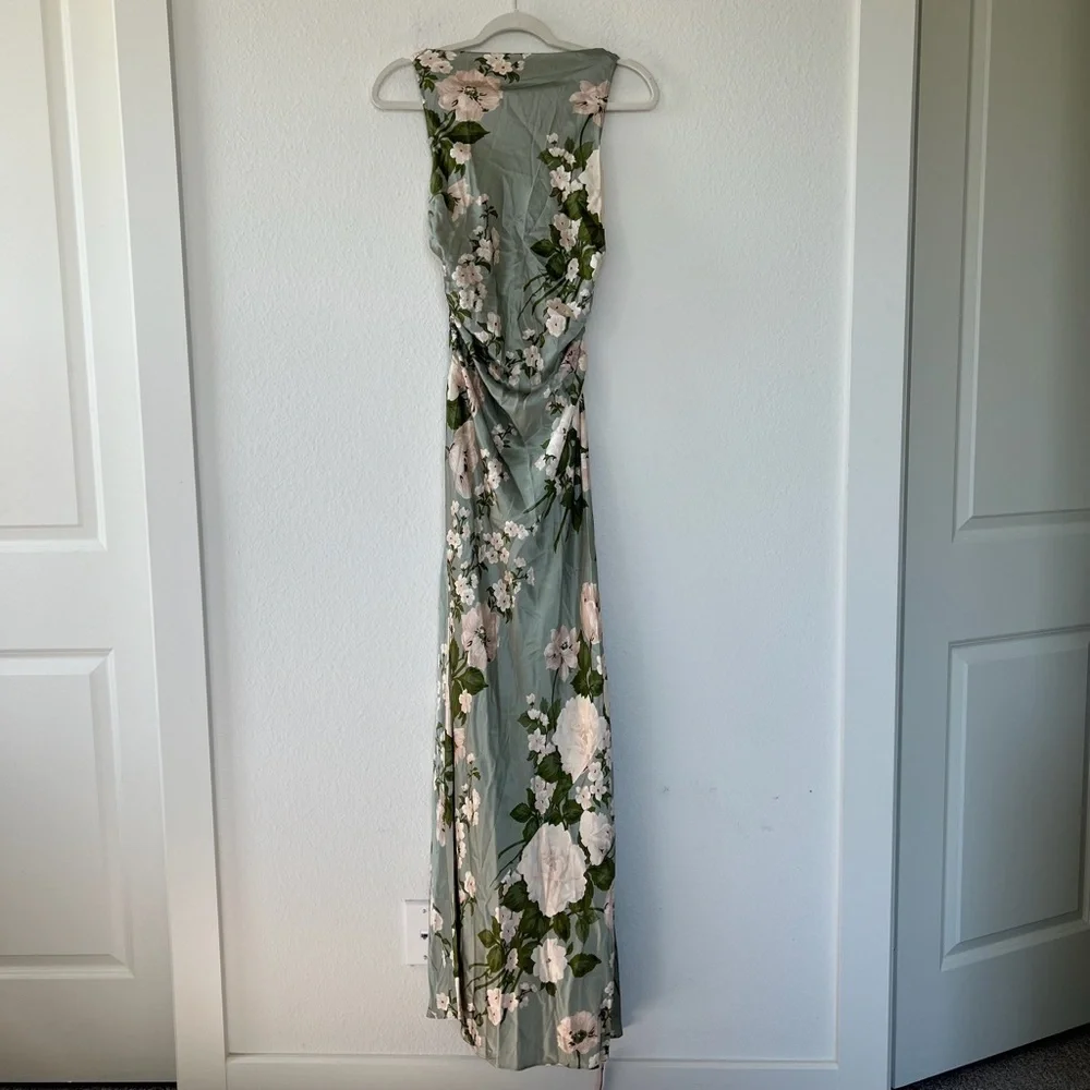 REFORMATION ANAIIS SILK DRESS- TARRAGON